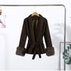 Lapel Tied Woolen Coat Women's Warm Comfortable Thick Cardigan Jacket Commute Retro Elegance Autumn/Winter 2025