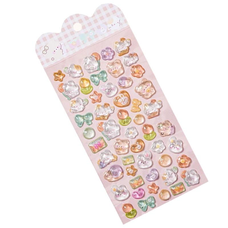 652F Embossed Animal Sticker Adhesive PVC Resin Sticker For Kids Art Craft Water Bottle Notebook Journal Phone Case Laptop