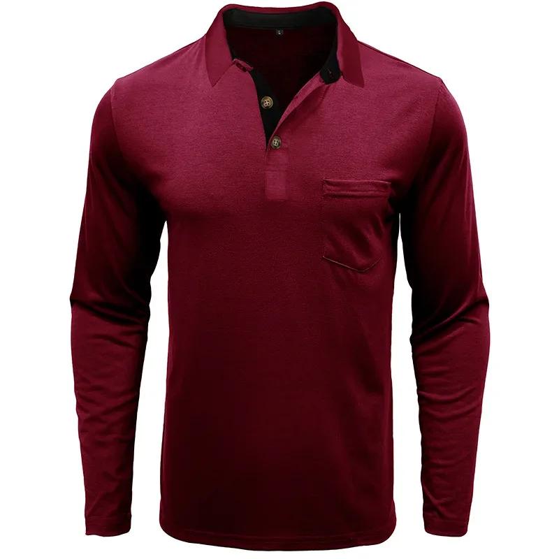 Autumn Men'S Polo Shirt Lapel Pocket T-Shirt Mens Business Casual Long Sleeve Tshirt Tees
