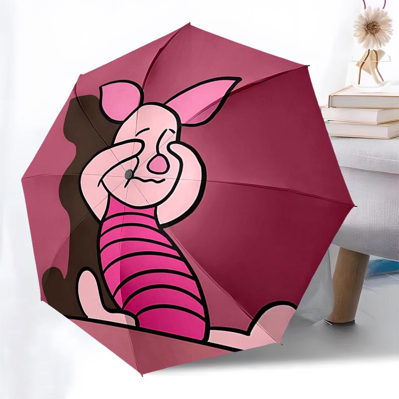 Winnie and friends Themed Travel Umbrella-8 Ribs Automatic Opening and Closing, Portable Folding Design, Compact and Stylish Umbrella Suitab