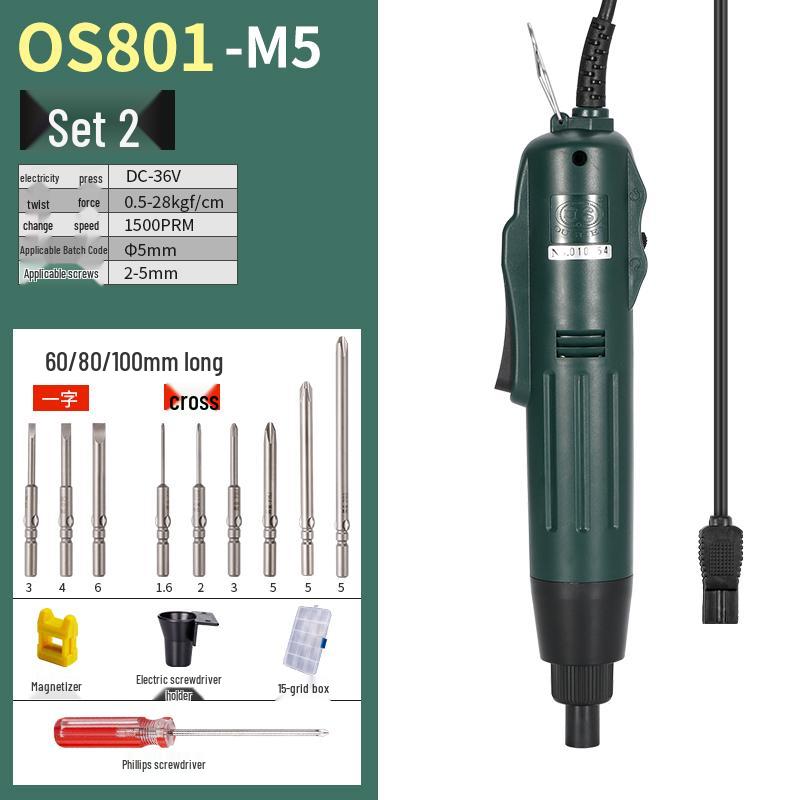 Oushen 801800 Electric Screwdriver Set with High-Quality Motor and Straight Handle for Household Use