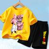 Dragon Ball Son Goku Anime T-shirt Set Kids Short Sleeve Pocket Shorts Ventilate 2-piece Set Boys Girls Cartoon Clothing