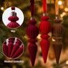6PCS Oddly Shaped Velvet Christmas Ball Set Solid Color Long Finial Hanging Ornaments  Christmas