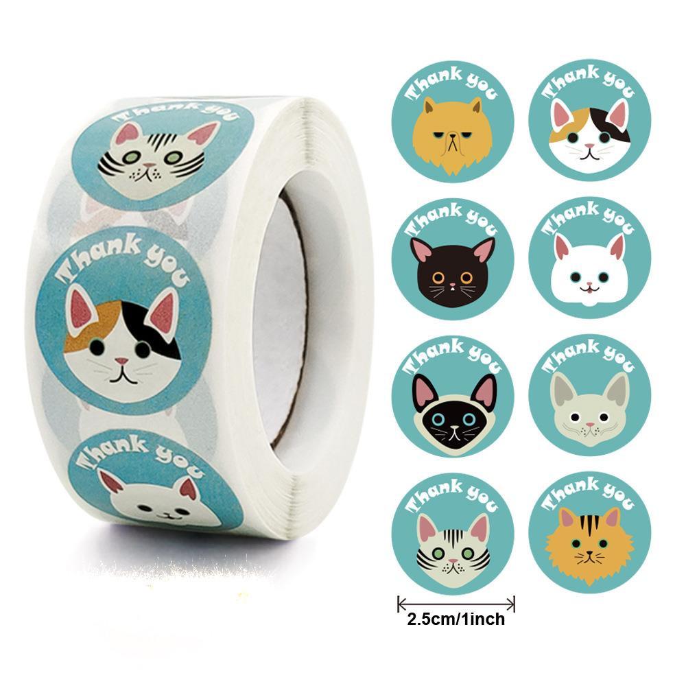 Stickers Cat 500 Pcs/roll Teacher Reward Sticker Fun Motivation Animal Sticker For School Teacher Student Stationery Stickers
