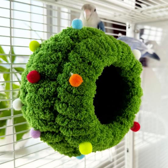 Peluş Kuş Yuvası Yumuşak Yuvarlak Kuş Evi Kulaklı Rahat Sıcak Papağan Sarılma Kulübesi Sevgi Kuşu Conure Muhabbet Kuşu Sultan Papağanı İçin Kabarık Mağara Yuvası