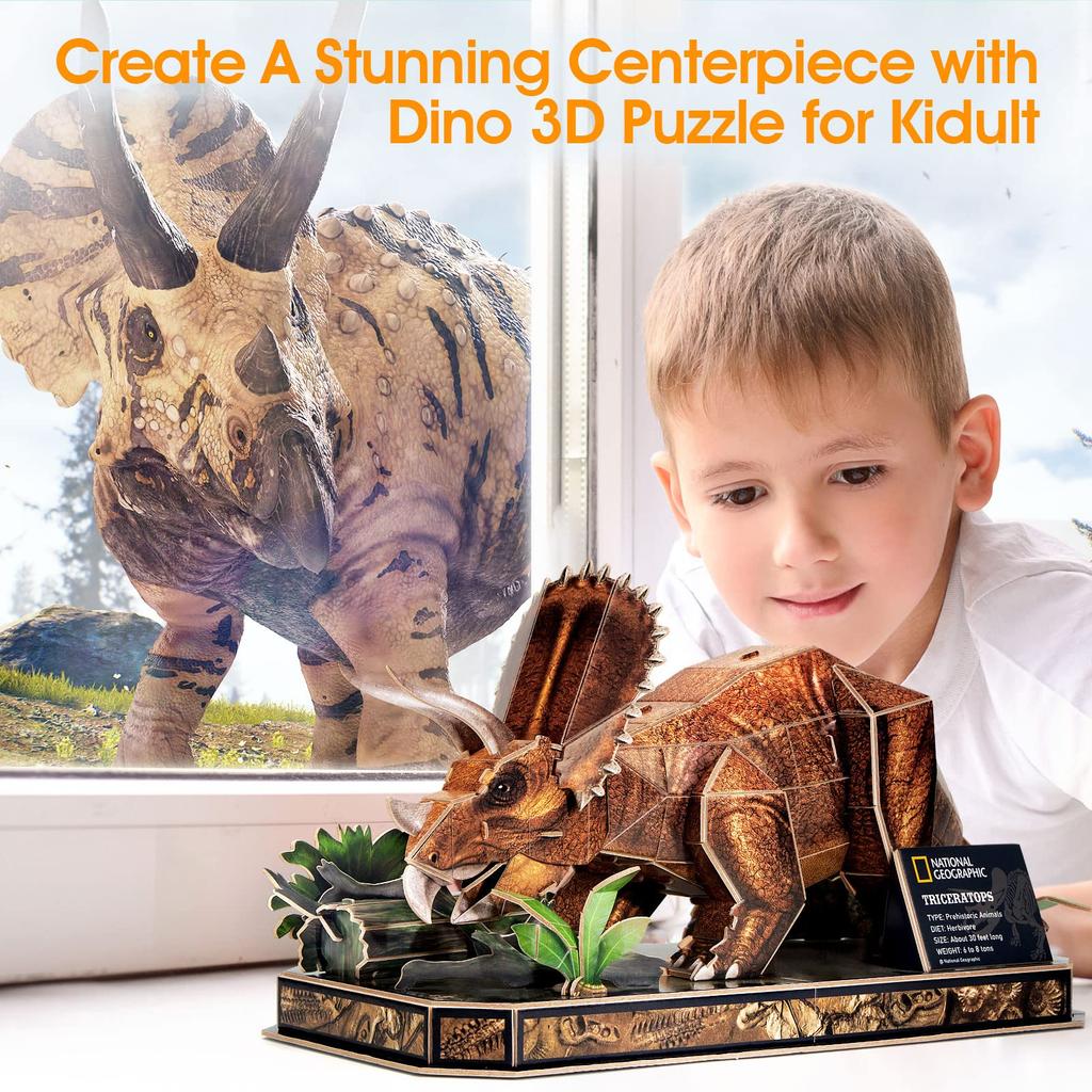 Cubicfun Triceratops Paper Craft Dinosaur Model 3D Puzzle No Glue or Tools Required Kids - -