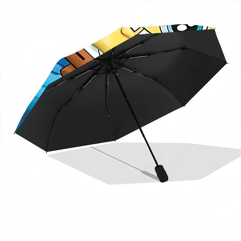 1pc SpongeBob SquarePants Automatic Folding Umbrella - Portable 3-Fold Design with 8-Bone Iron Frame, Outdoor, for Fans, Travelers, Daily Use, Pe