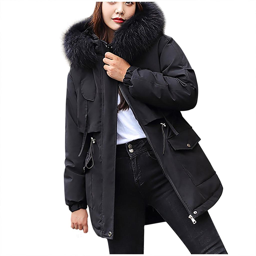 Women's Winter Thickening And Velvet Keeping Warm Casual Coat With Hat