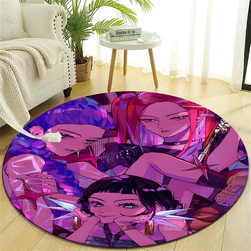 1pc KPop Demon Hunters3 Design Printed Area Round Carpet for Bedroom Living Room Home Decor Rugs Mat Non Slip Mat Rug for Bedside