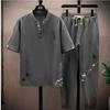 (Shirt + Trousers)  Summer Men's Shirts Men's Sets Shirts Two Piece Set  M-4XL