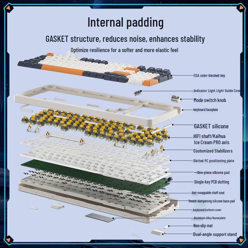 Aigo AG98 Tri-Mode Gasket Hot-Swappable RGB Custom Mechanical Keyboard