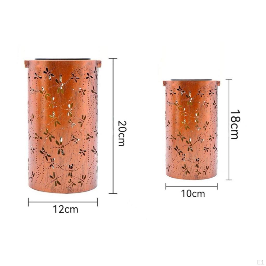 Solar Dragonfly Lantern Waterproof SunPowered Wrought Iron Hollow Pattern Outdoor