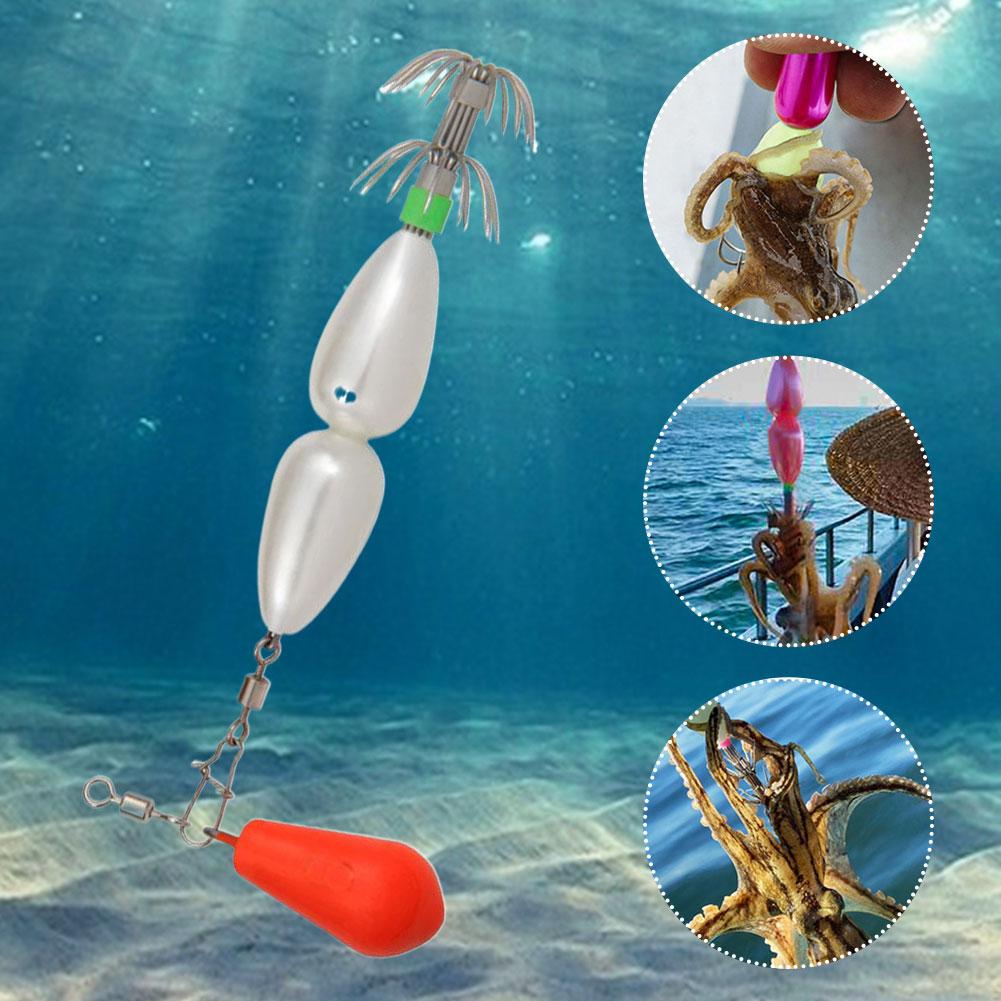 90mm Octopus Bait with Double Umbrella Hook Webfoot Octopus Lure Cuttlefish Fishing Sea Lure Fishing Lure Tackle Accessories