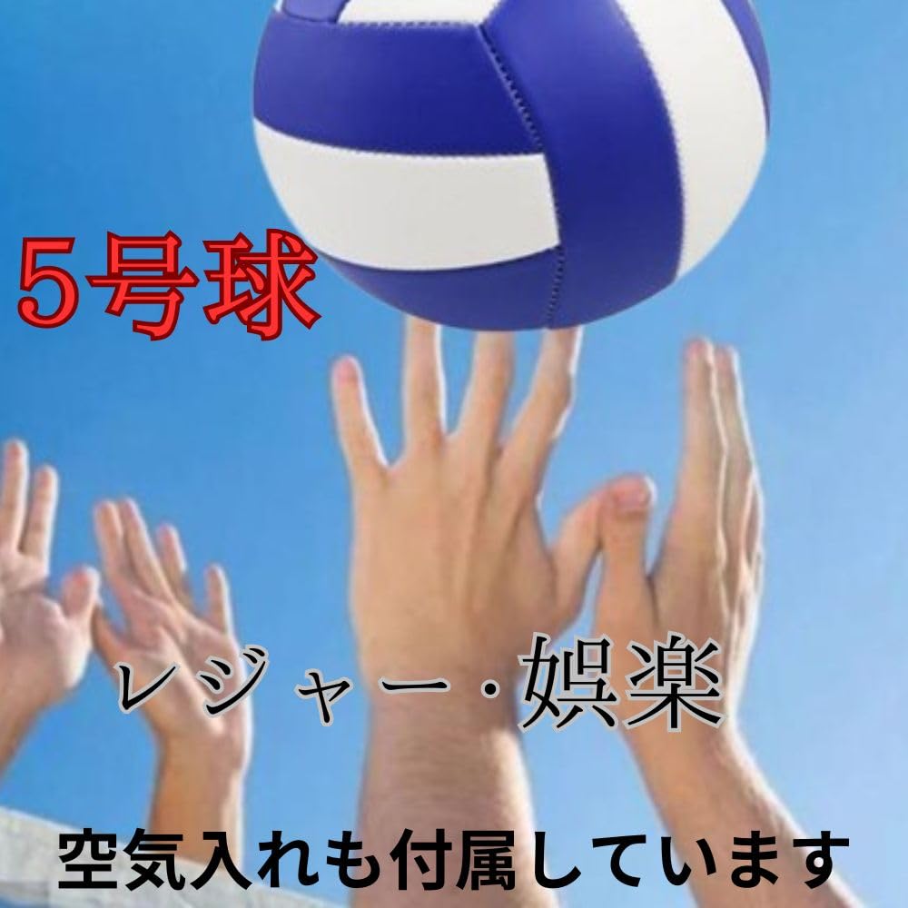 ASPALAND Volleyball, Size 5, Practice Ball, Suitable for Beginners, Recreational Activities, Club Activities, Air Pump, and Net Included, Blue & White