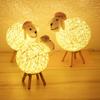 LEDs Night Light for Kids Cute Sheep Yarn Ball Design Hand Woven Lampshade Moon Lamp Nursery Lamp USB Baby Nightlight
