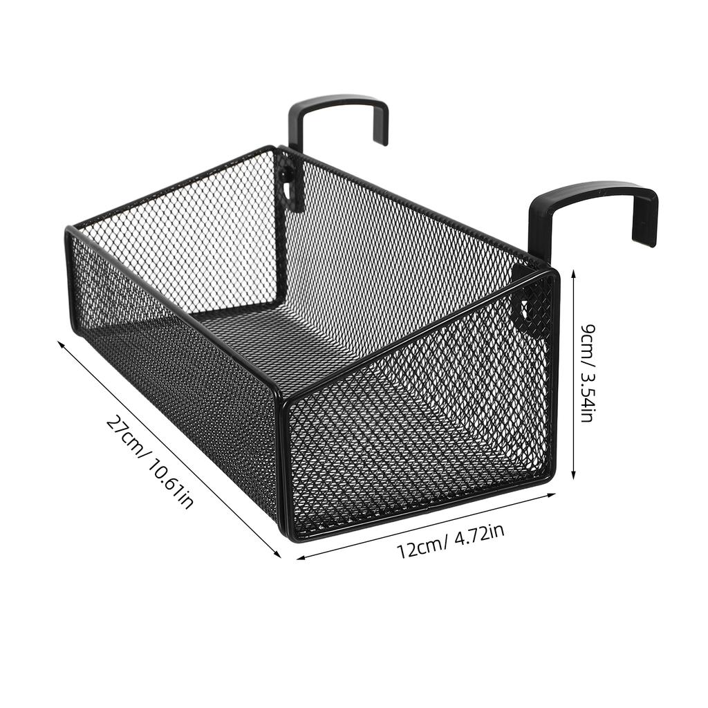 Bedside Hanging Storage Basket Black Metal Organizer Rack for Dorm Bunk Bed Desk Phone Book Holder Space Saving Multi Purpose