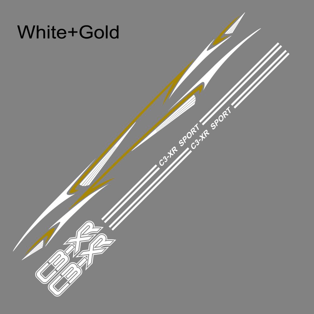 

Для Citroen C3 XR Автомобільні наклейки лінії талії Motor Sport Styling Decor Decals Автомобільні двері збоку Вініл Тюнінг своїми руками біле золото кольору