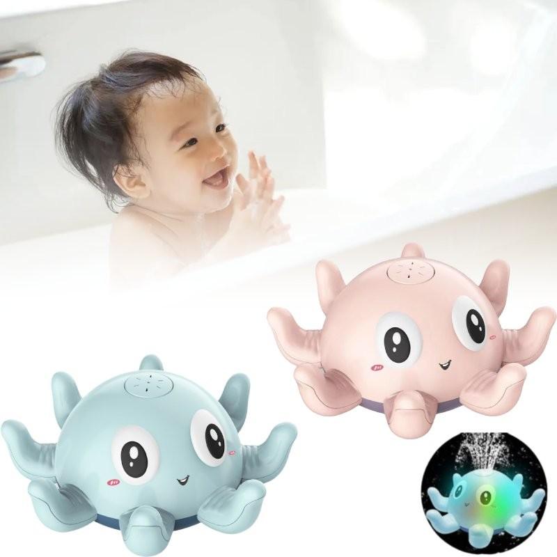 Baby Bath Octopus Toys Auto Induction Spray Water Shower Led Flickering Lamp