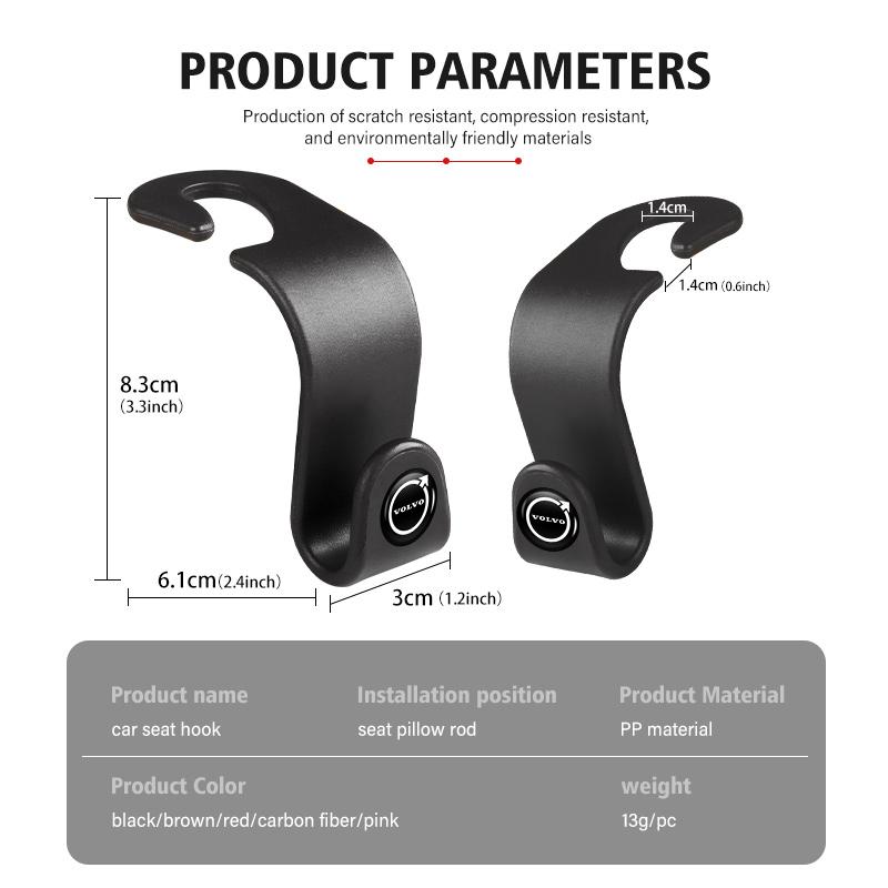 juchq4 Car Seat Holder Hanging Leather Hook Car Interior Accessories For Volvo XC90 XC60 C30 S60 C70 XC40 V40 XC70 V70 V60 S80 S90
