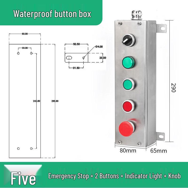 

Aokewen 5-Position Waterproof Push Button Control Box