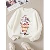 Kids Sweatshirt Crewneck Sweatshirt for Kids Featuring a Heart-Shaped Ice Cream Cone Design, Suitable for Machine Washing