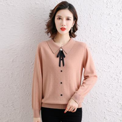 Middle-aged and Elderly Spring and Autumn Shirts Temperament Mother Women's New Autumn Coat Long Sleeve Bottoming Shirt Knitted Shirt