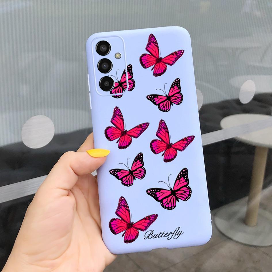 For Samsung M13 Case SM-M135F M 13 Cover Cute Cartoon Love Heart Butterfly Bumper For Samsung Galaxy M13 4G Soft Silicone Fundas