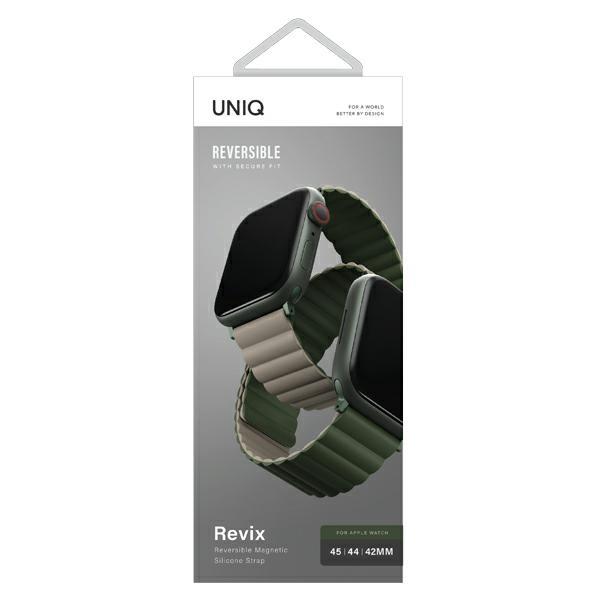 Uniq Revix Strap Apple Watch Series1/2/3/4/5/6/7/8/9/Se/Se2/Ultra/Ultra 2 42/44/45/49Mm. Reversible Magnetic Zielony-Ciemnoszary/Green-Taupe