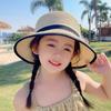 Spring Summer Children Baby Girl Straw Plaited Bucket Hat Beach Holiday Round Top Outdoor Bow Sun Block Hat Cap for Kids Girls