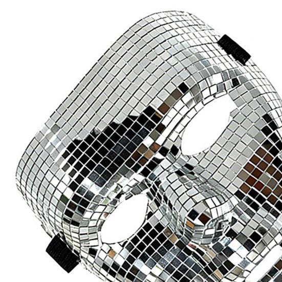 Lightweight Glitter Face Mask Halloween Disco Ball Mask, Breathable Mirror Mosaic Masquerade, Shiny Effect Party Costume for Dance Performance,