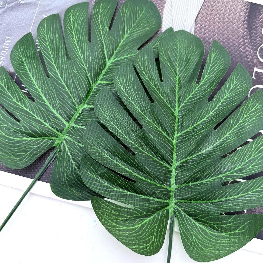 Artificial Monstera Leaves Faux Tropical Greenery Hawaiian Palm Monstera Leaf Fake Turtle Plant for Wedding Party Home Decor