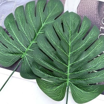 Tropical Palm Leaves Artificial Tropical Monstera Green Turtle Leaf Fake Plant for Hawaiian Wedding Birthday Party Home Decor