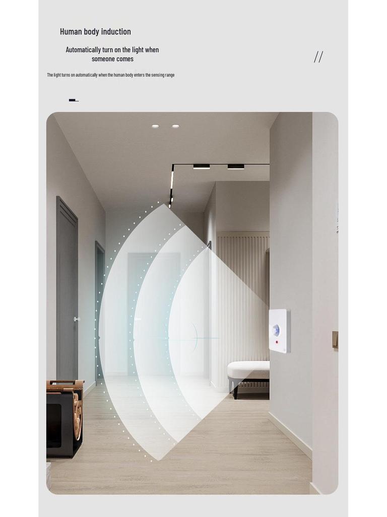 Type 86 Infrared Sound & Light Control with Human Body Sensor 220V Corridor Delay Switch