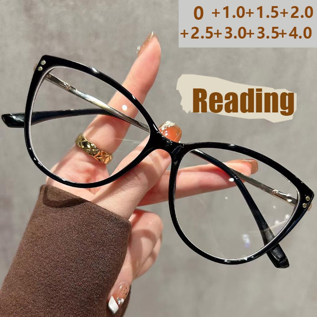 Retro Cat Eye Reading Glasses For Women Blue Light Blocking Lightweight Stylish Elegant Frame 9216