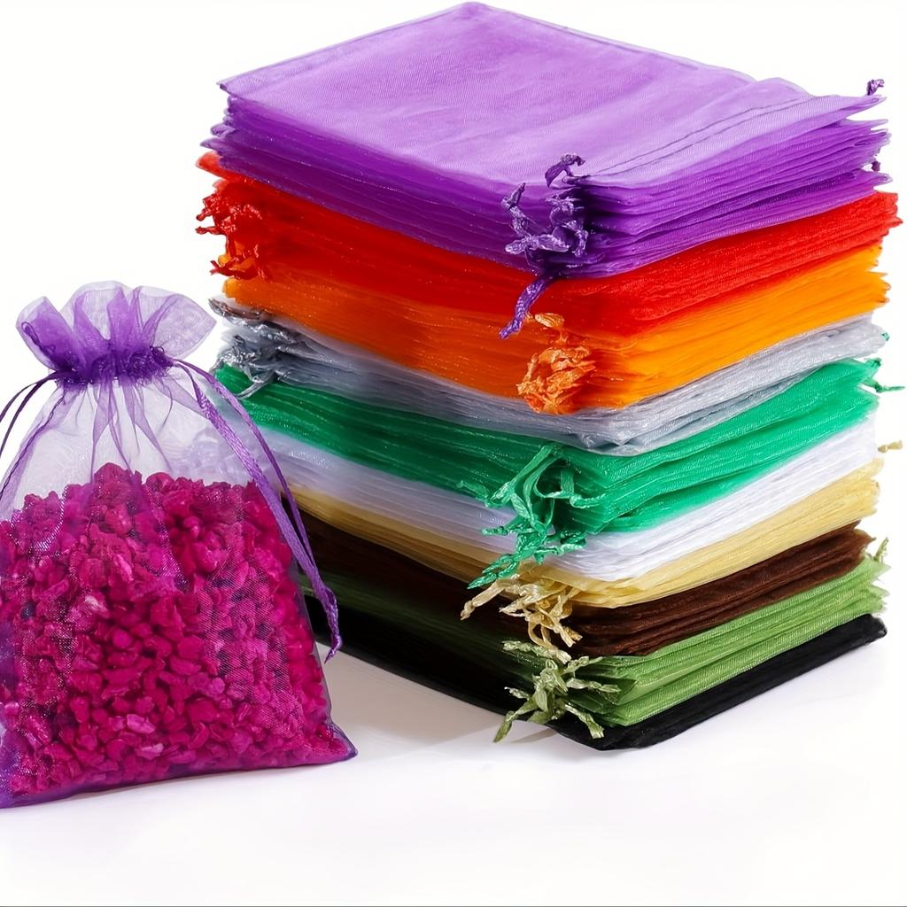 50pcs Colorful Drawstring Organza Gift Bags -for Weddings,Party Favors,Jewelry Storage & Organizing,Gift Bags, Gift Wrap Storage