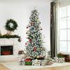 Snowy Christmas Tree 210cm Artificial Christmas Tree with 784 Fireproof Branch Tips and Steel Stand Indoor Christmas Decoration Green and White