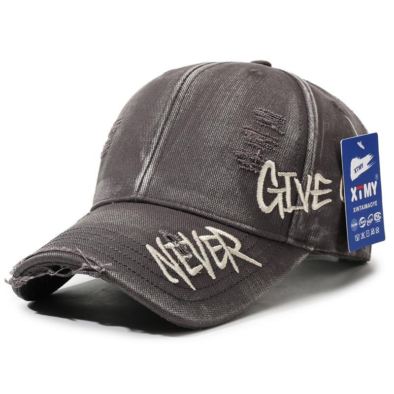 Distressed Baseball Cap Women Unisex Trendy Embroidered Letter Sun Visor Dad Hat