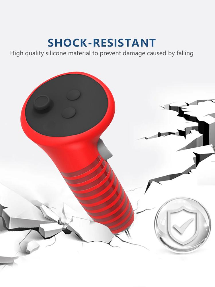 1 Pair Silicone Gamepad Grip Cover Anti-Fall Grip Protector Cover Non-Slip with Adjustable Strap for Meta Quest 3 VR Accessories