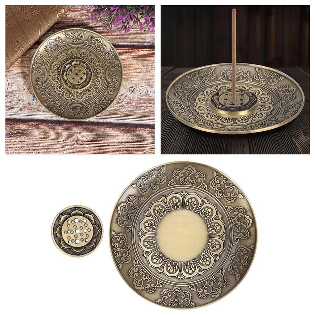 Arzătoare de tămâie farfurie din bronz Suporturi rotunde pentru bețișoare de tămâie pentru decorarea casei
