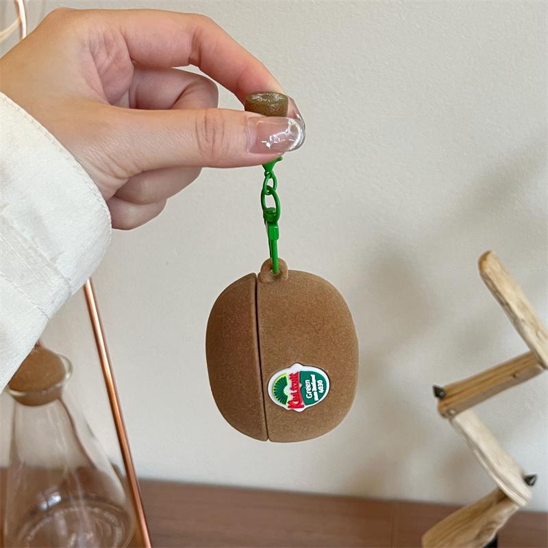 3D Cartoon Kiwifruit Flocking Earphone Case for AirPods 4 Wireless Headphone Cover for AirPods Pro 2 Charging Box Accessories