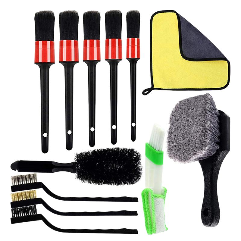 1 Set Car Cleaning Brushes Washing Glove Towel Sponge For Car Leather Air Vents Rim Cleaning Tools Detailing Brush Kit