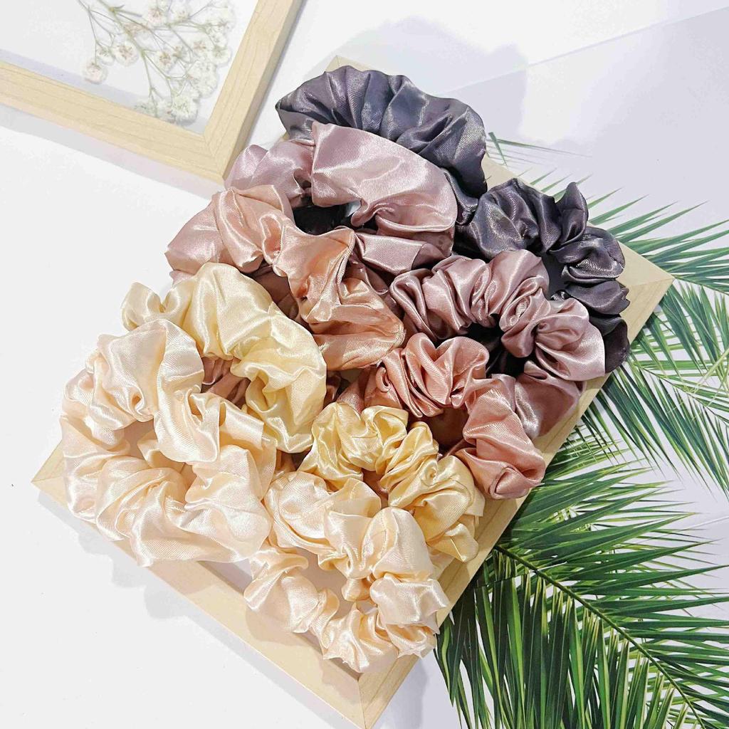 Satin Large Intestine Scrunchies Hair Ties Set - Simple Ponytail Hair Accessories