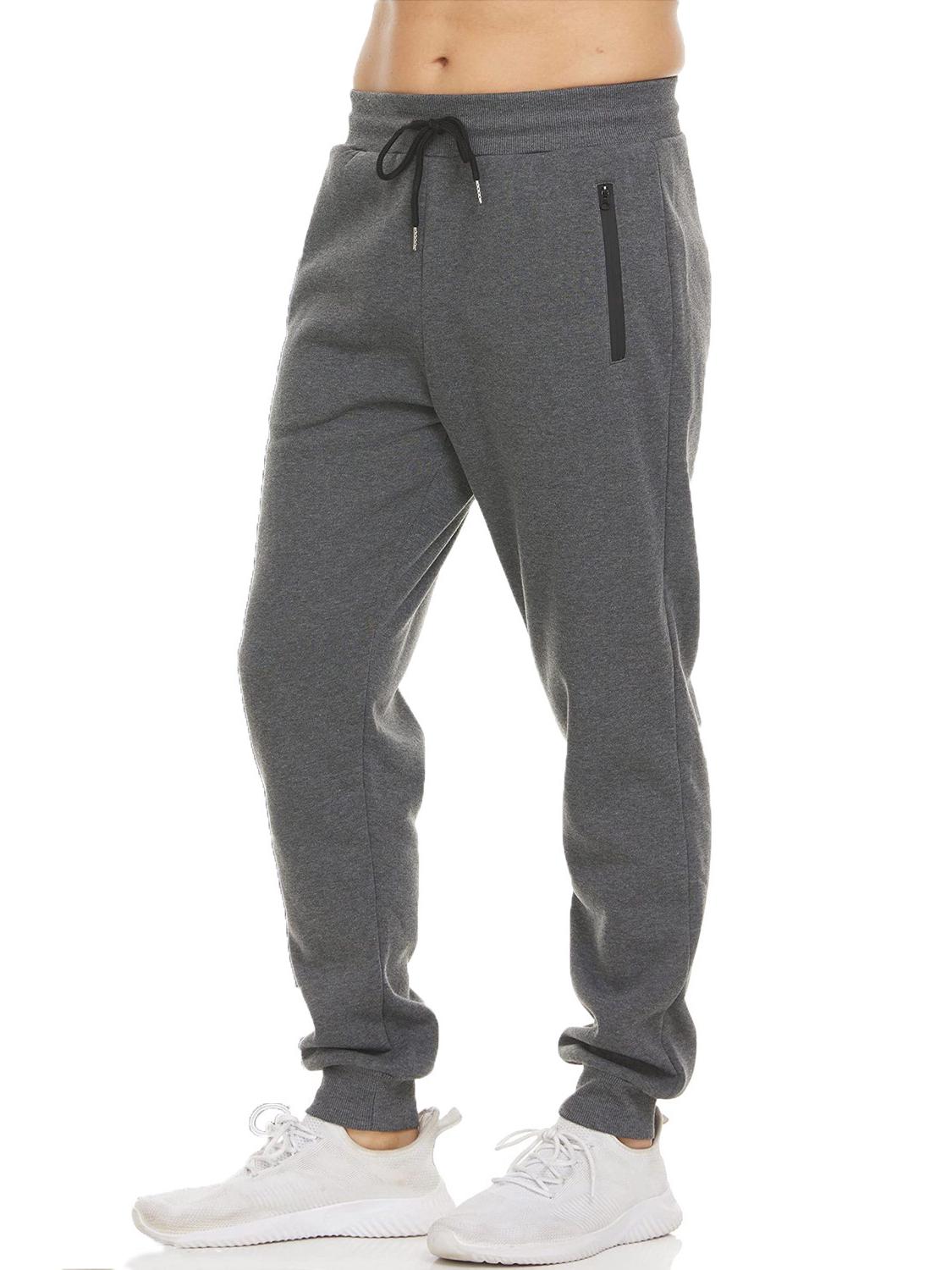 

Европейские мужские флисовые спортивные штаны для фитнеса и бега - на молнии, утолщенные, однотонные 3XL темно-серого