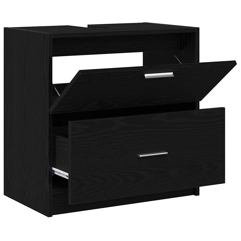 Bathroom Cabinet with Door Black Oak Look 59 x 37 x 59 cm