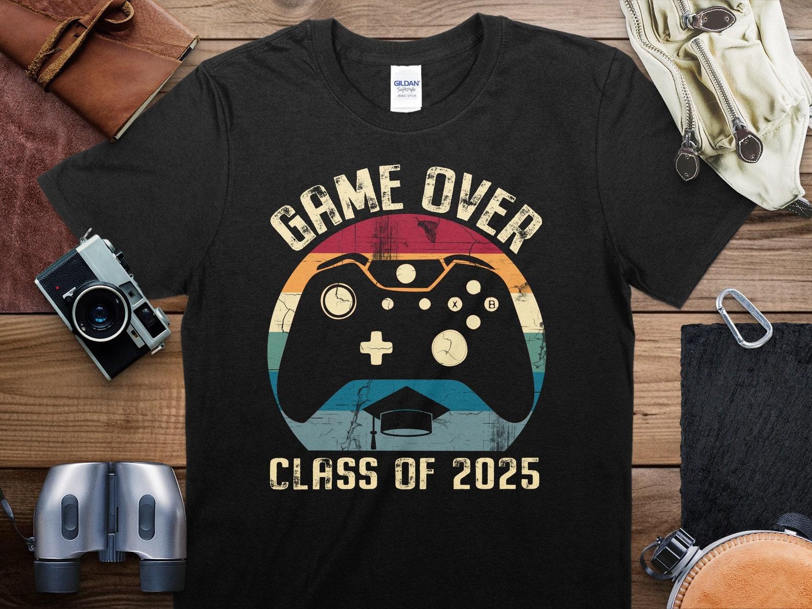 Class of 2025 Retro Gaming Graduation Shirt, Game Over Class of 2025, Geeky Graduate Gift, Vintage Gamer Tee, Funny Graduation T-Shirt 4XL