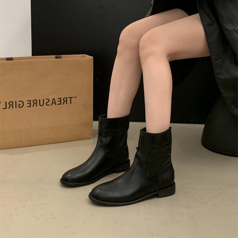Thick heel retro British suede Martin boots women's shoes 2025 new thin French small short boots spring and autumn single boots