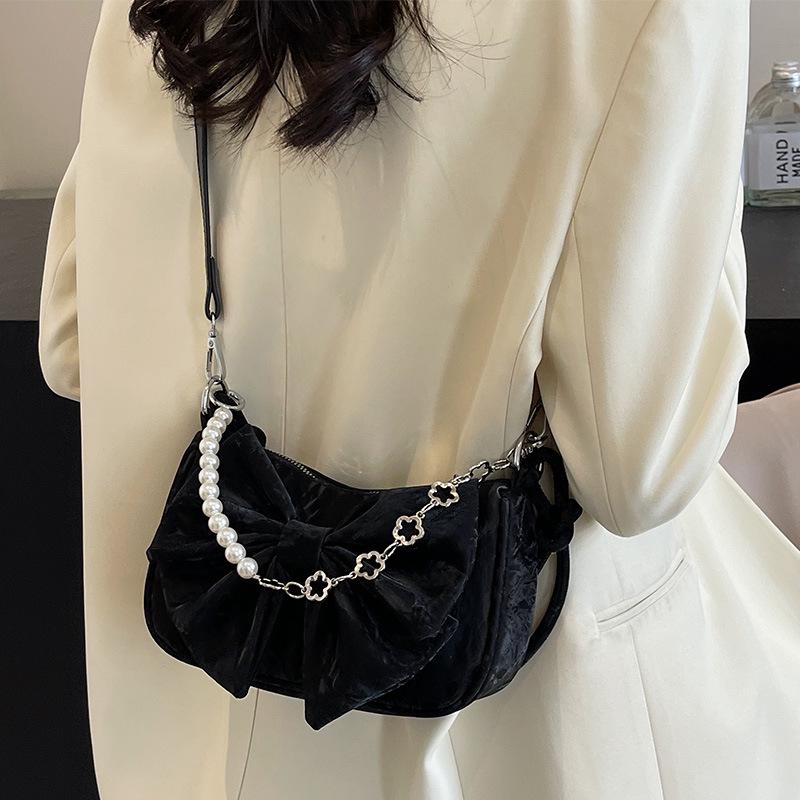 2024 Trendig Handväska med Rosett och Hjärta - Trendig Högkvalitativ Axelväska med Kedja