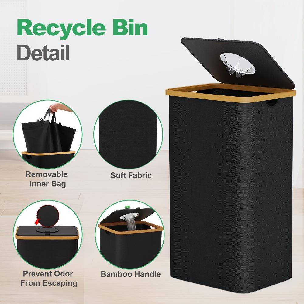 600D Oxford Nylon Indoor Recycling Bin, Foldable & Tear-Resistant, with Top Opening, for Home Use, Recyclable Material, Bottle Collector, Trash Ca