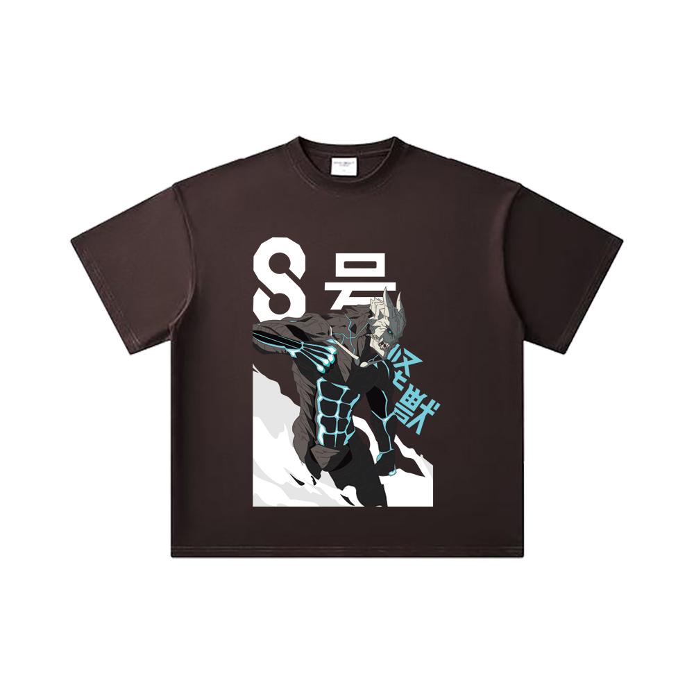 260 GSM Double Yarn 32 Count 100% Cotton Kaiju No 8 V6 Kafka Print Unisex Heavy Cotton T Shirt