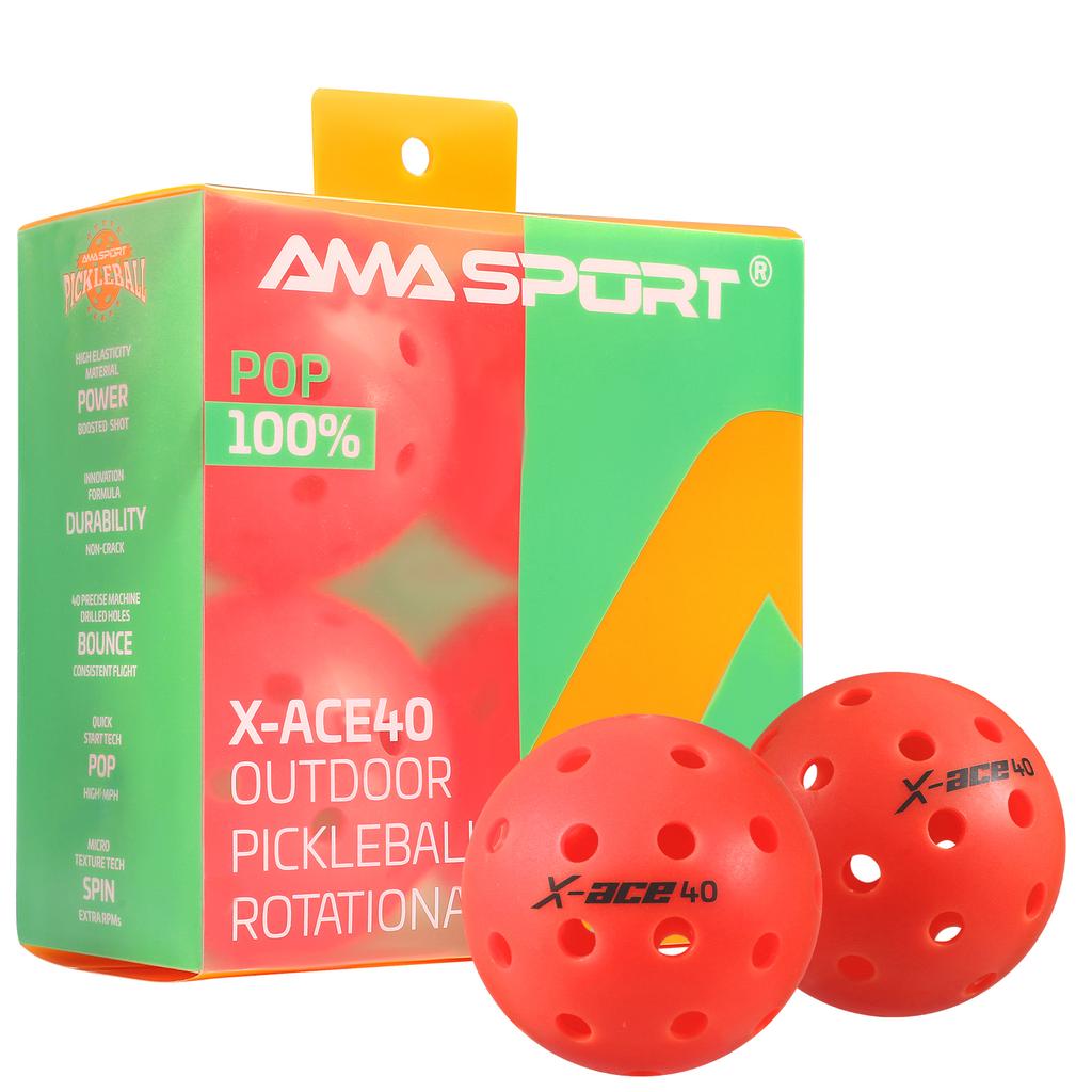 AMASPORT Pickleball Bälle X-ACE40 Professionelle Offizielle Pickleball Bälle Hoher Rückprall & Hohe Sichtbarkeit für Outdoor-Spiele